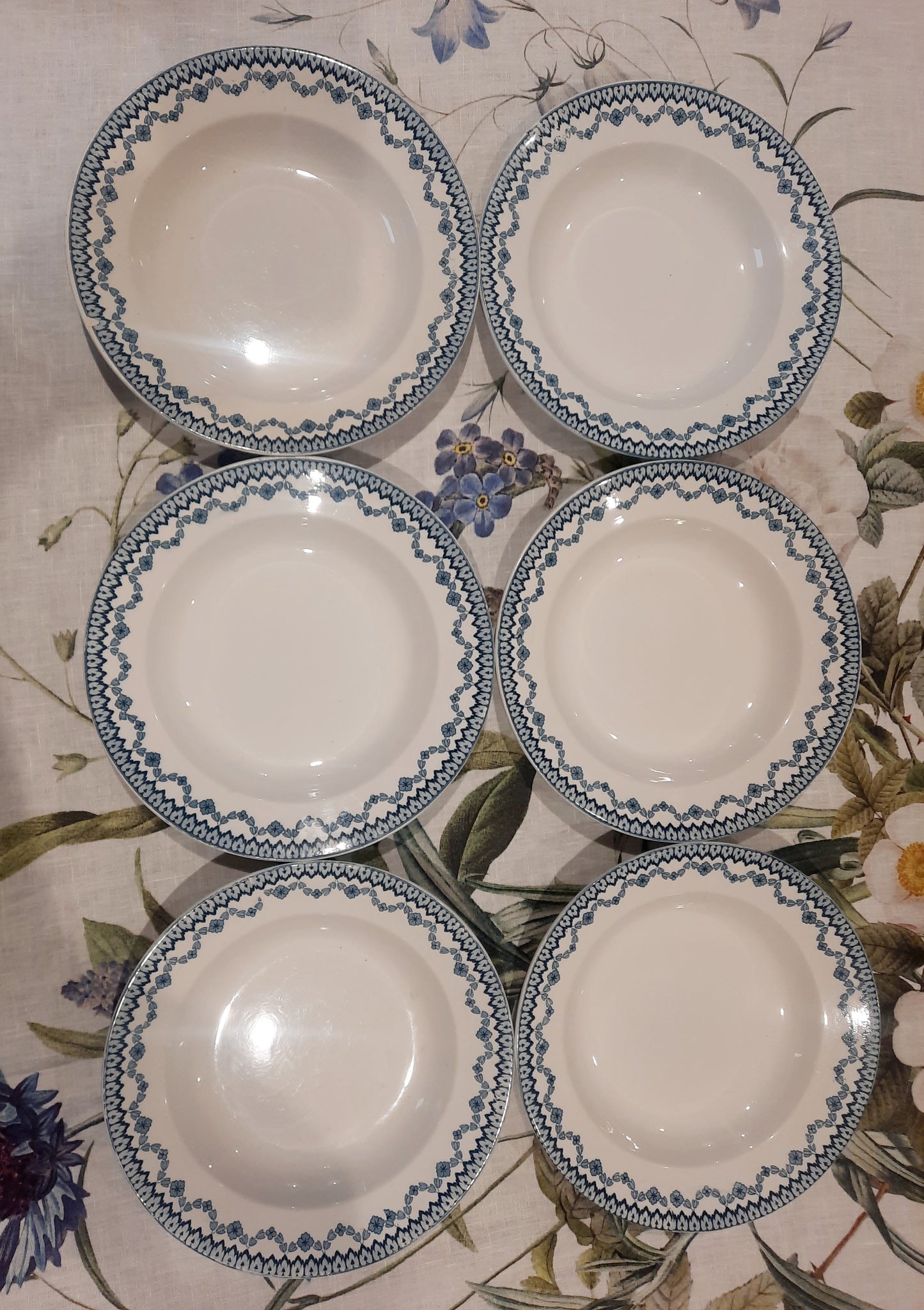 Lot de 6 assiettes creuses Sarreguemines – Modèle "Arras" – 23 cm