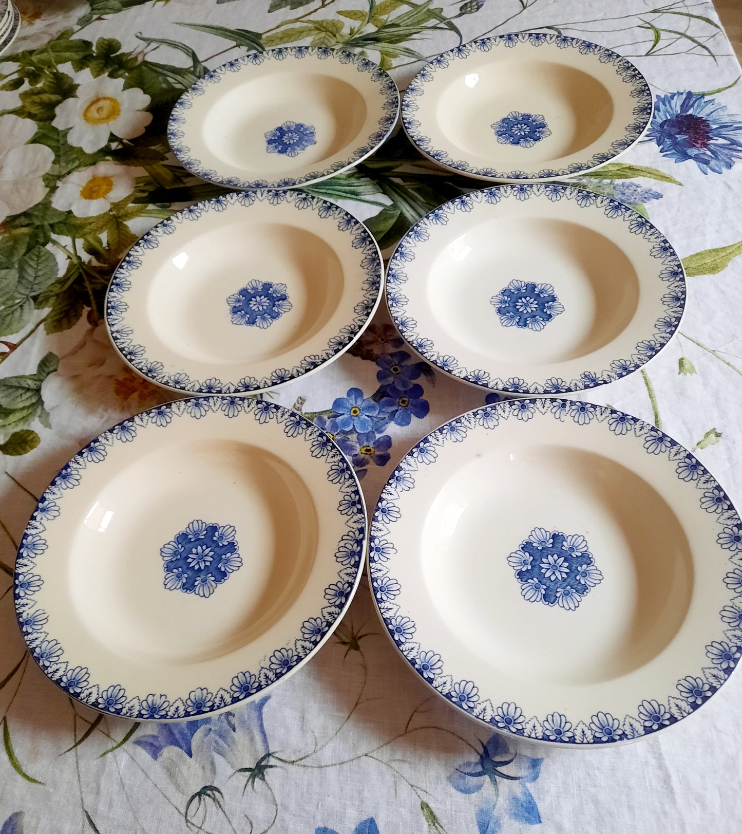 Lot de 6 assiettes creuses Lunéville K&G Rouen – XIXe siècle