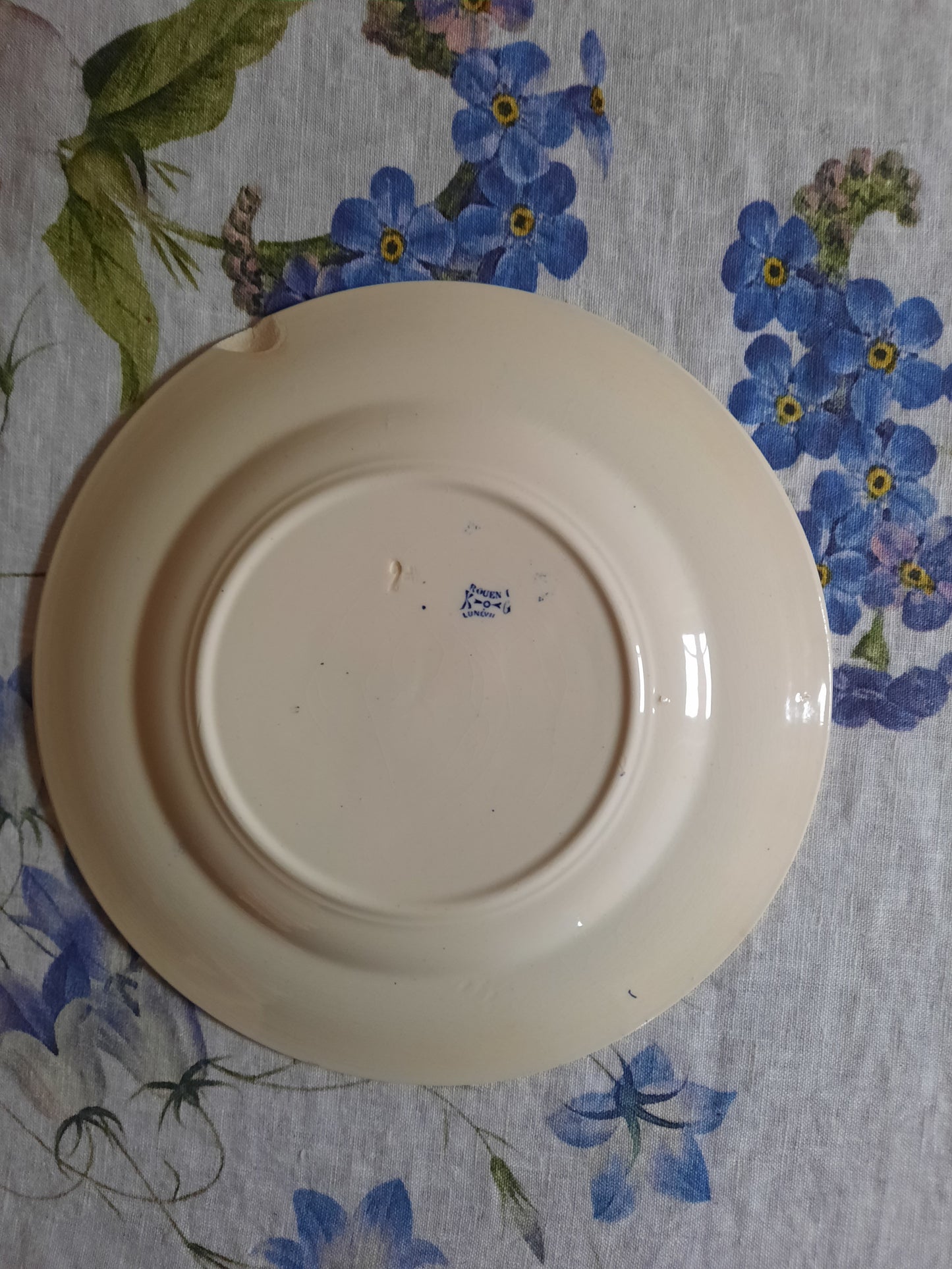 Charme authentique – Lot de 3 assiettes plates Lunéville K&G Rouen – XIXe siècle