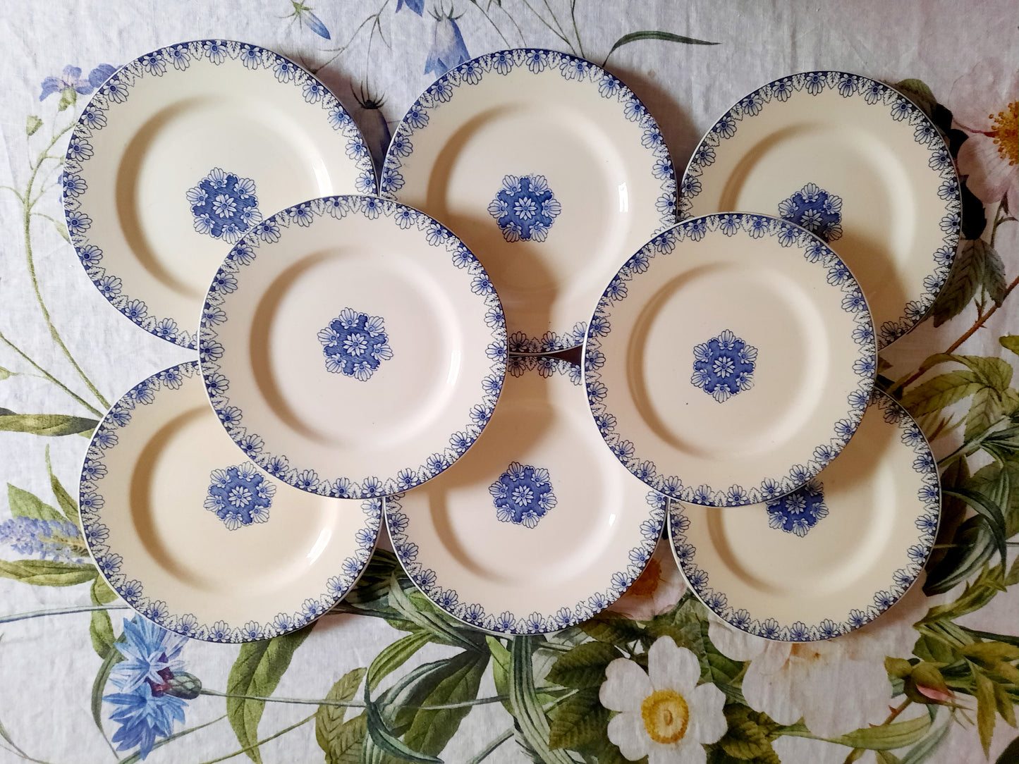 Lot de 8 assiettes plates Lunéville K&G Rouen – XIXe siècle