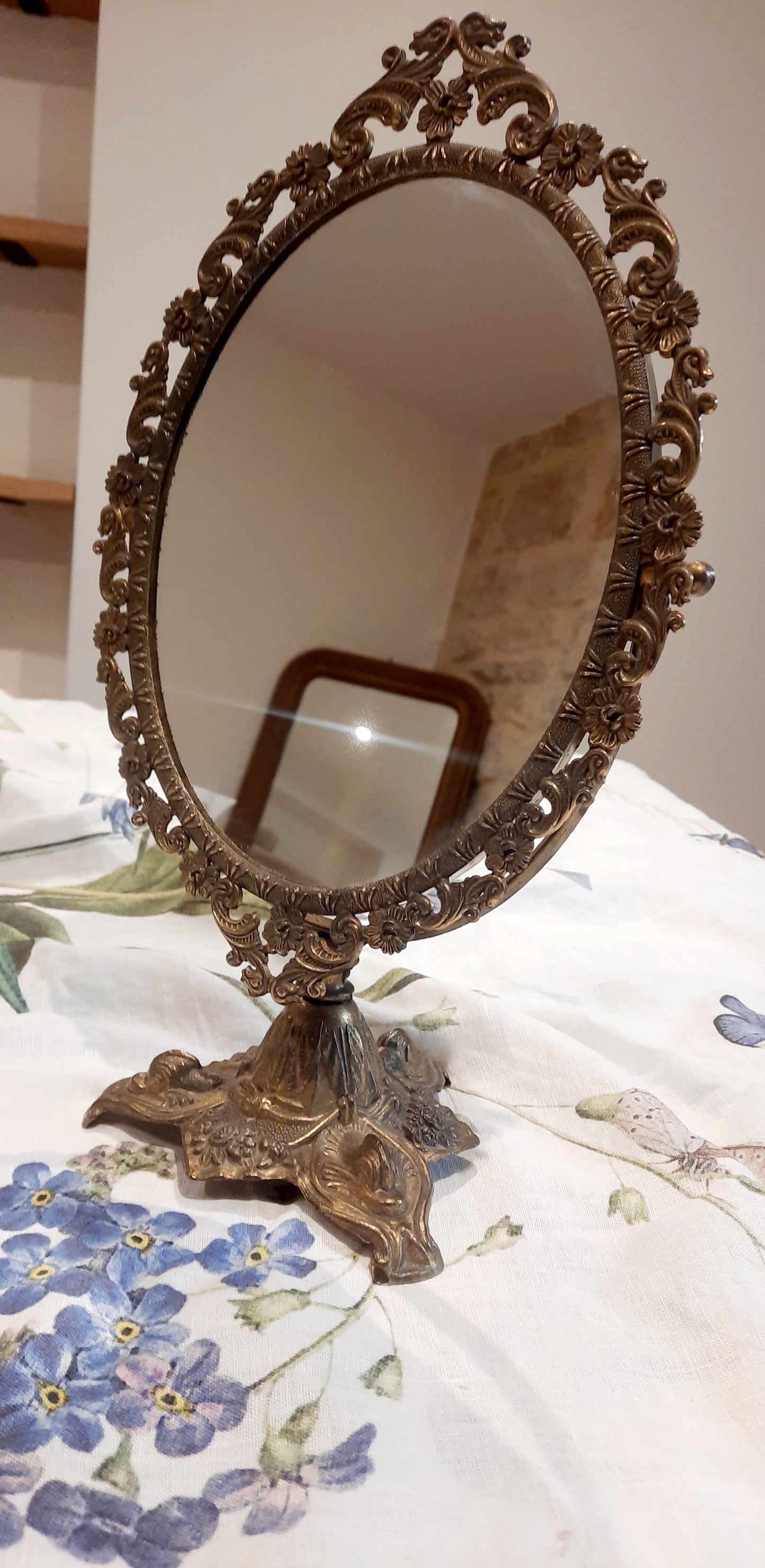 Superbe miroir psyché ancien en laiton – Élégance intemporelle