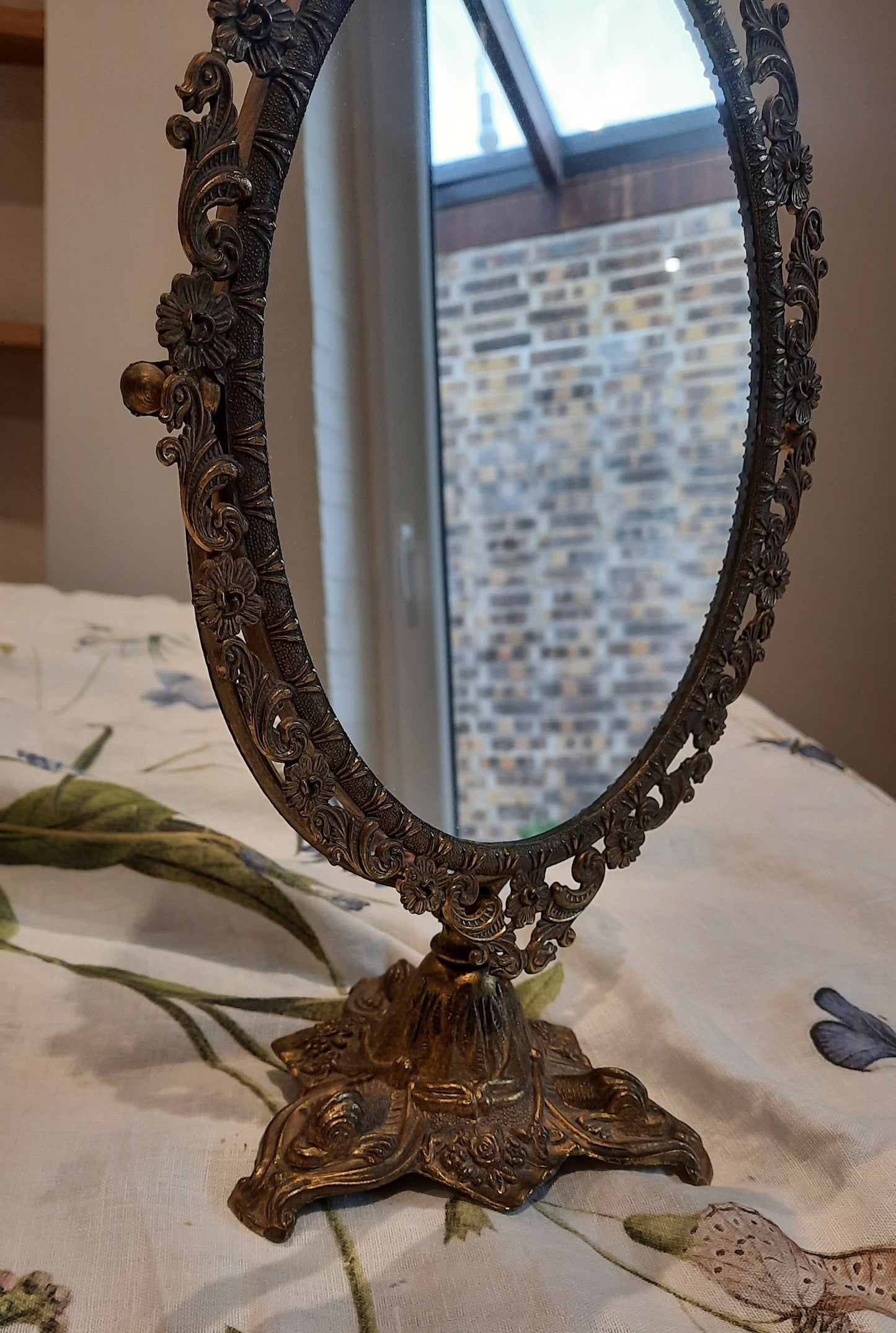 Superbe miroir psyché ancien en laiton – Élégance intemporelle
