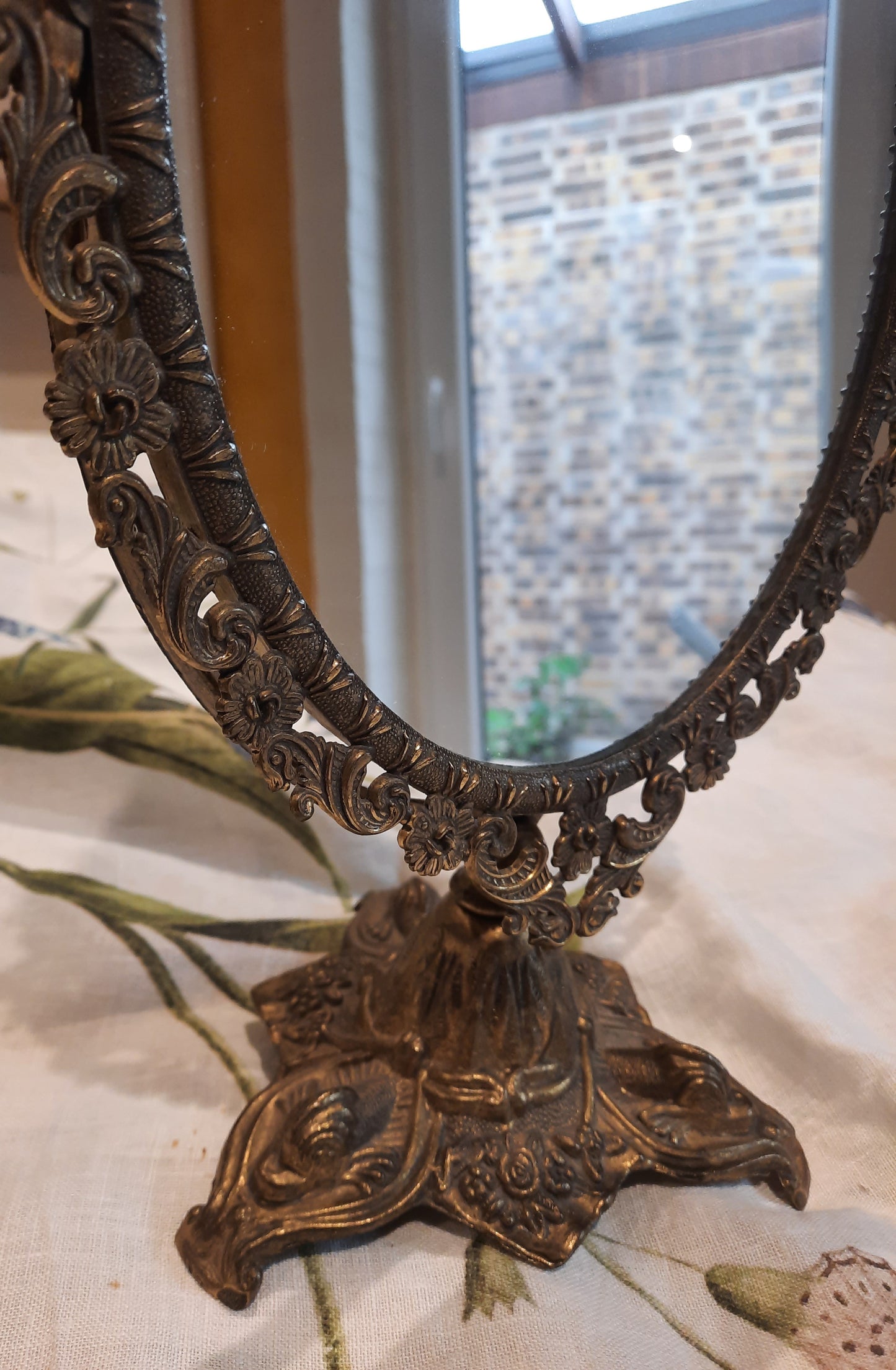 Superbe miroir psyché ancien en laiton – Élégance intemporelle
