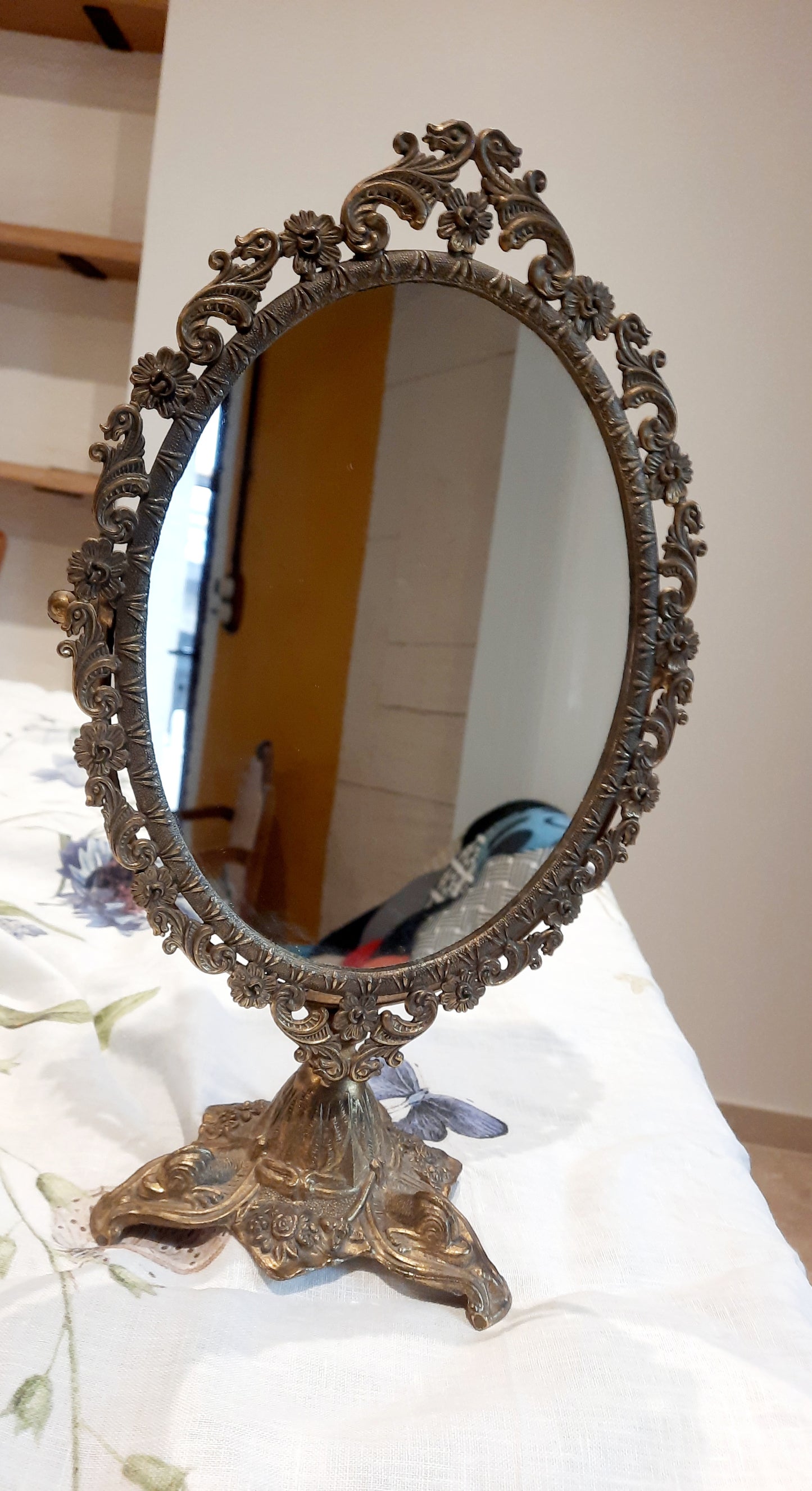 Superbe miroir psyché ancien en laiton – Élégance intemporelle