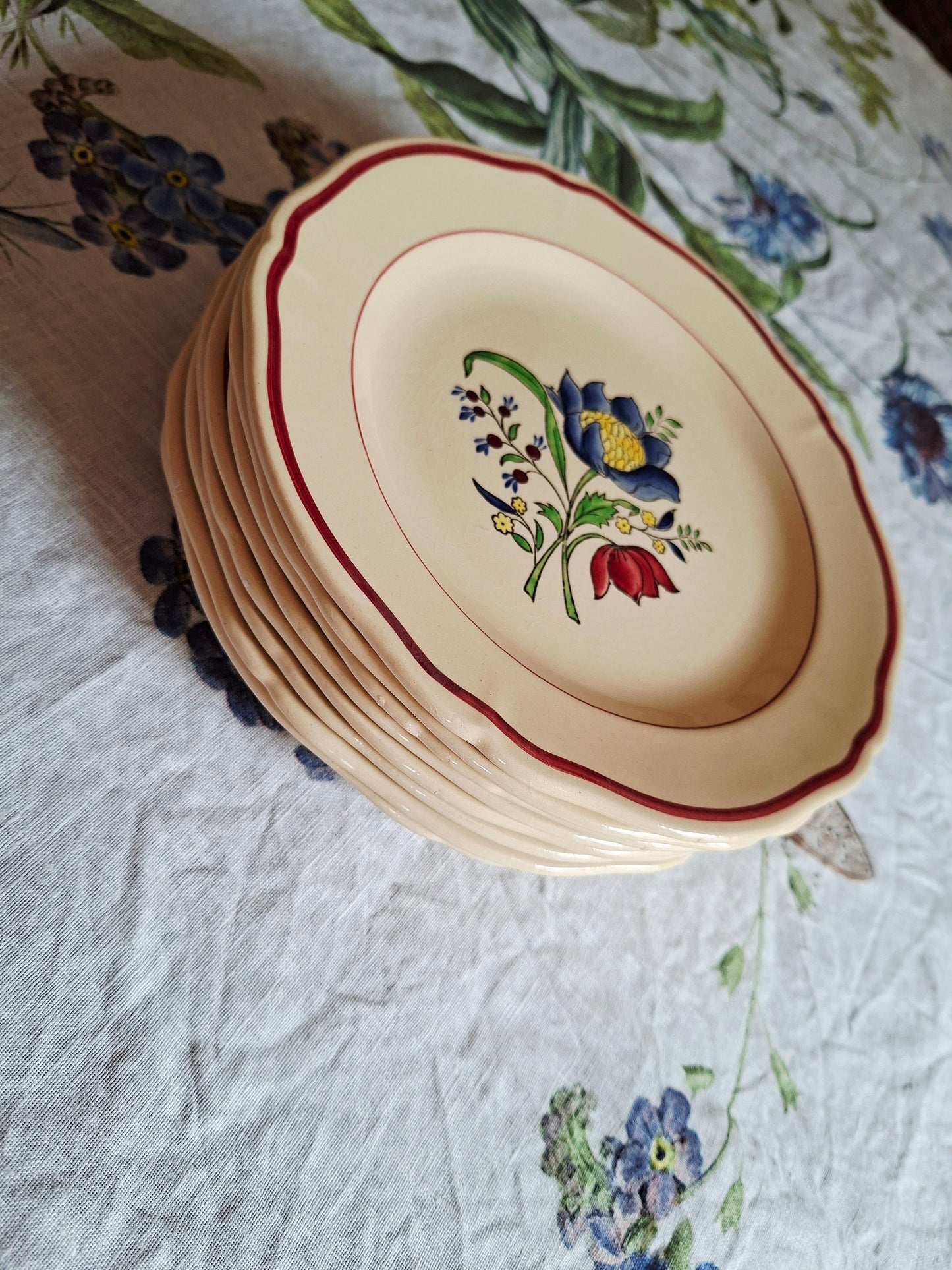 Lot de 8 assiettes plates Gien