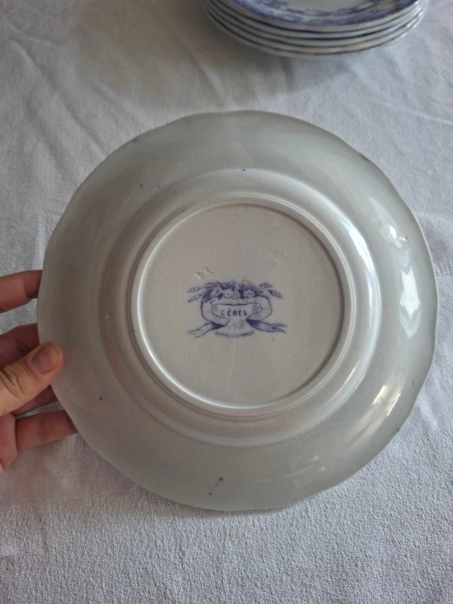Lot de 6 assiettes à dessert n°2 en faïence de Sarreguemines – Modèle Cérès