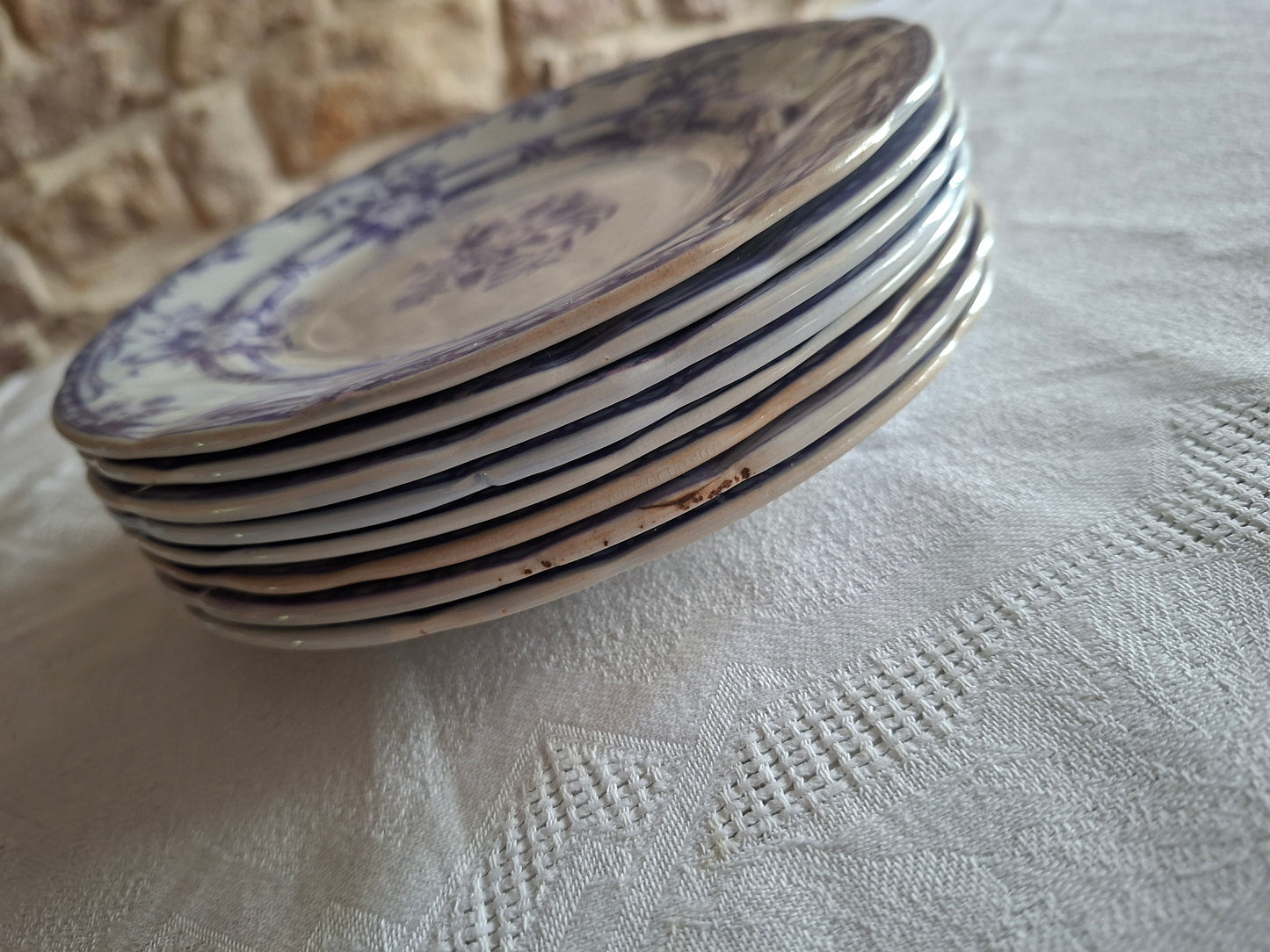 Lot de 8 petites assiettes à dessert en faïence de Sarreguemines – Modèle Cérès