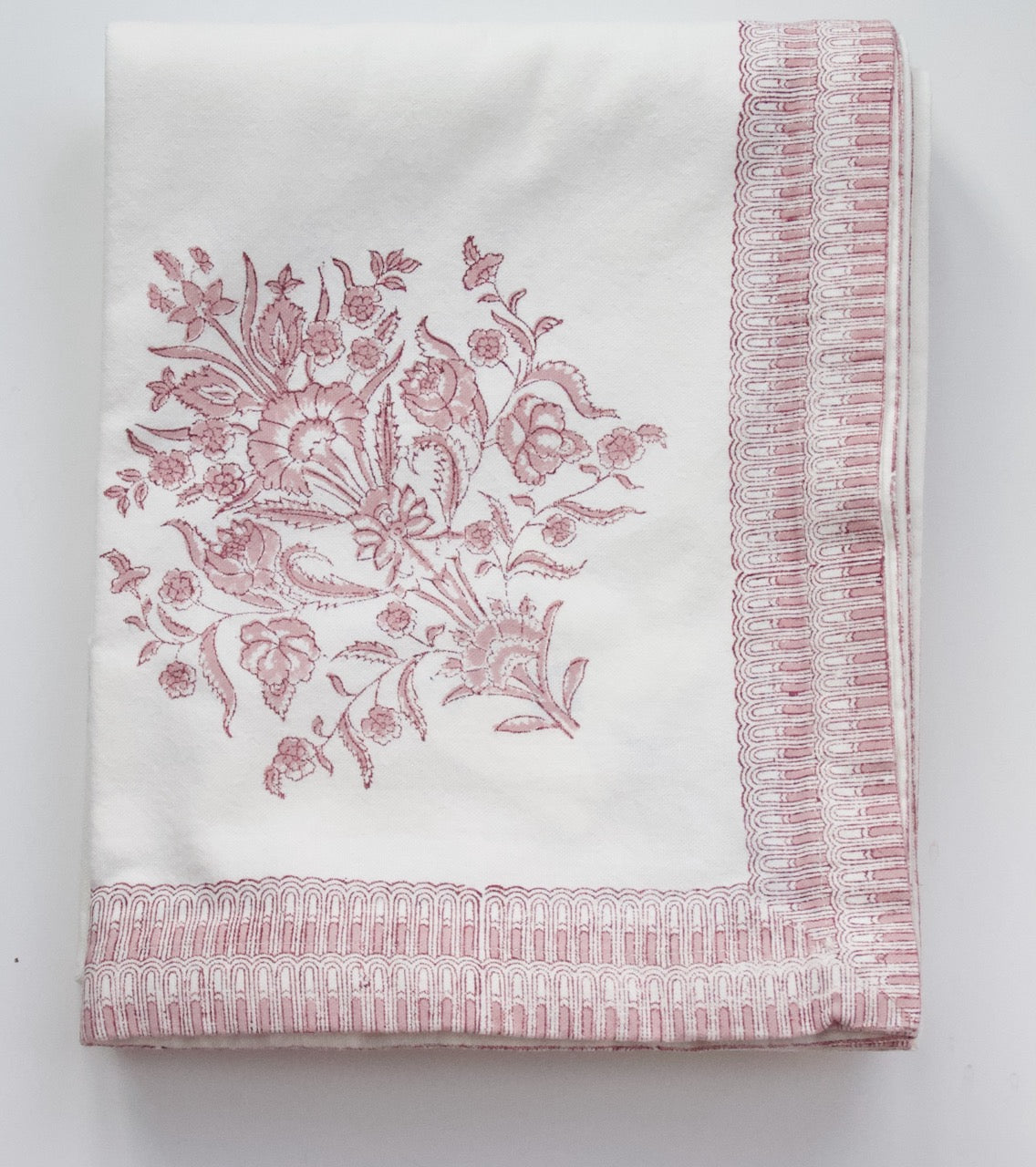 Nappe rectangulaire imprimé à fleurs rose