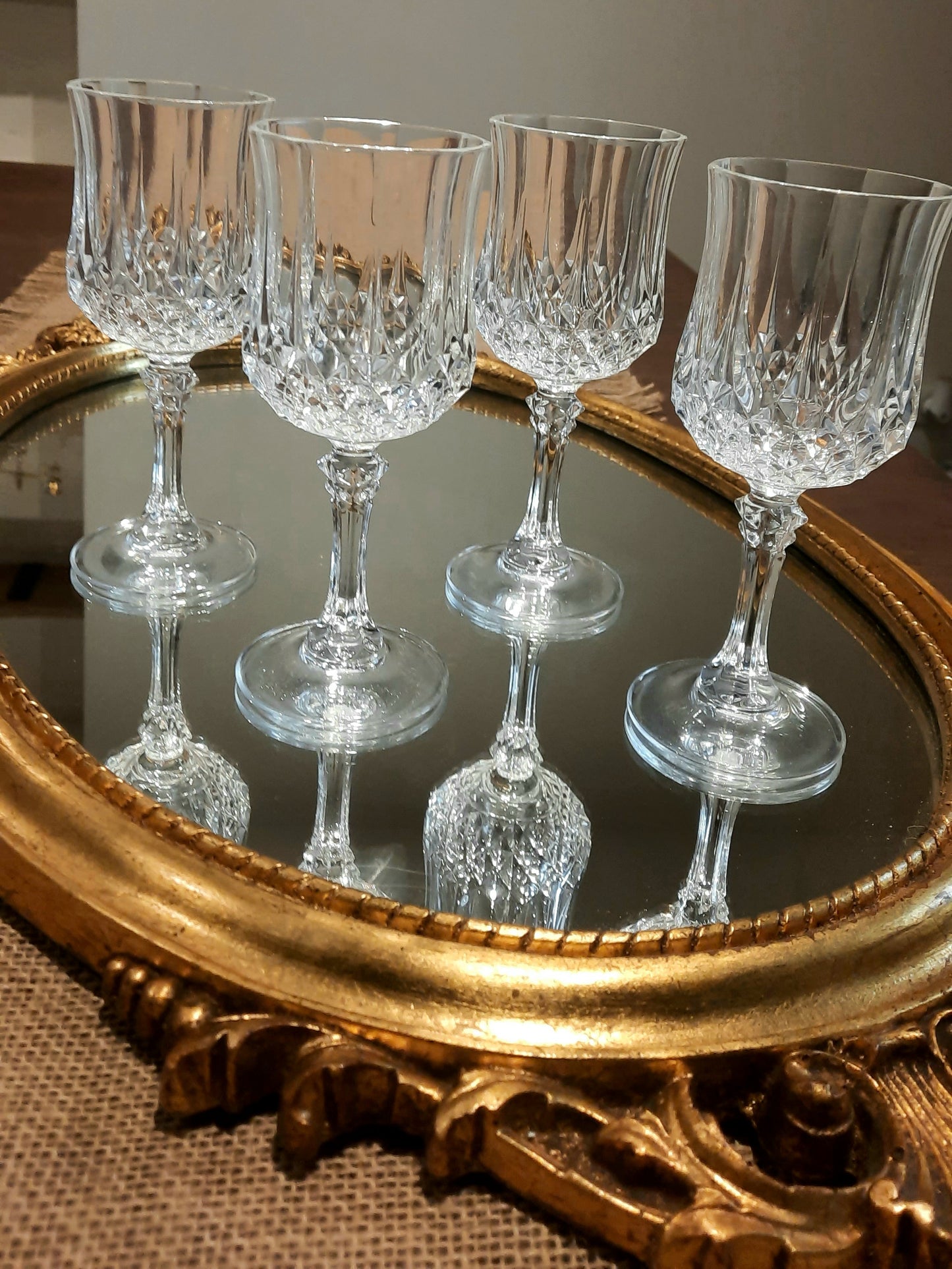 Copos de água ou vinho branco modelo Longchamp cristal d'Arques
