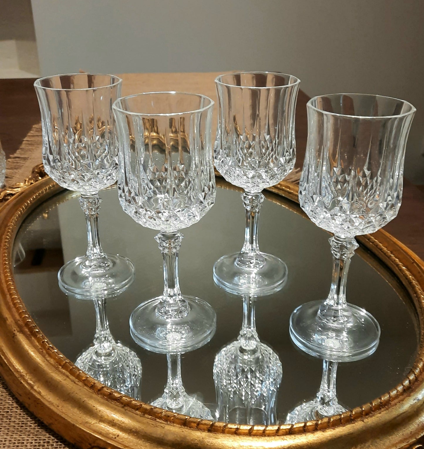 Copos de água ou vinho branco modelo Longchamp cristal d'Arques