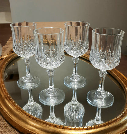 Copos de água ou vinho branco modelo Longchamp cristal d'Arques
