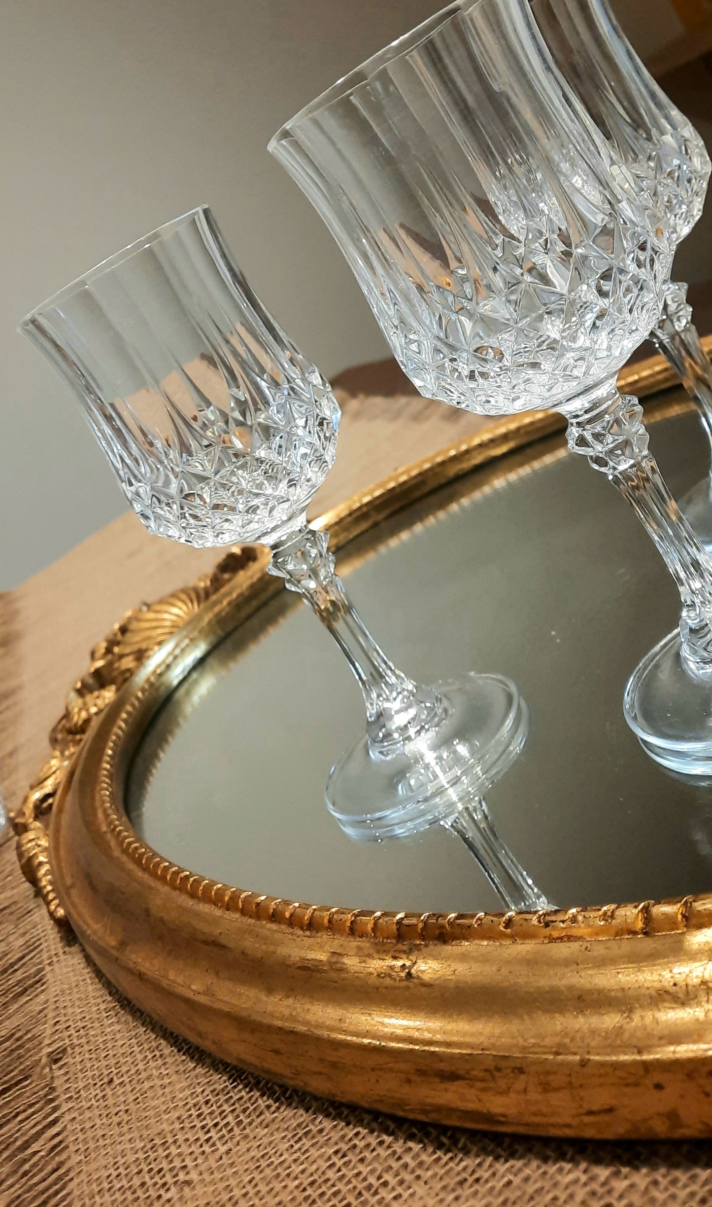 Copos de água ou vinho branco modelo Longchamp cristal d'Arques