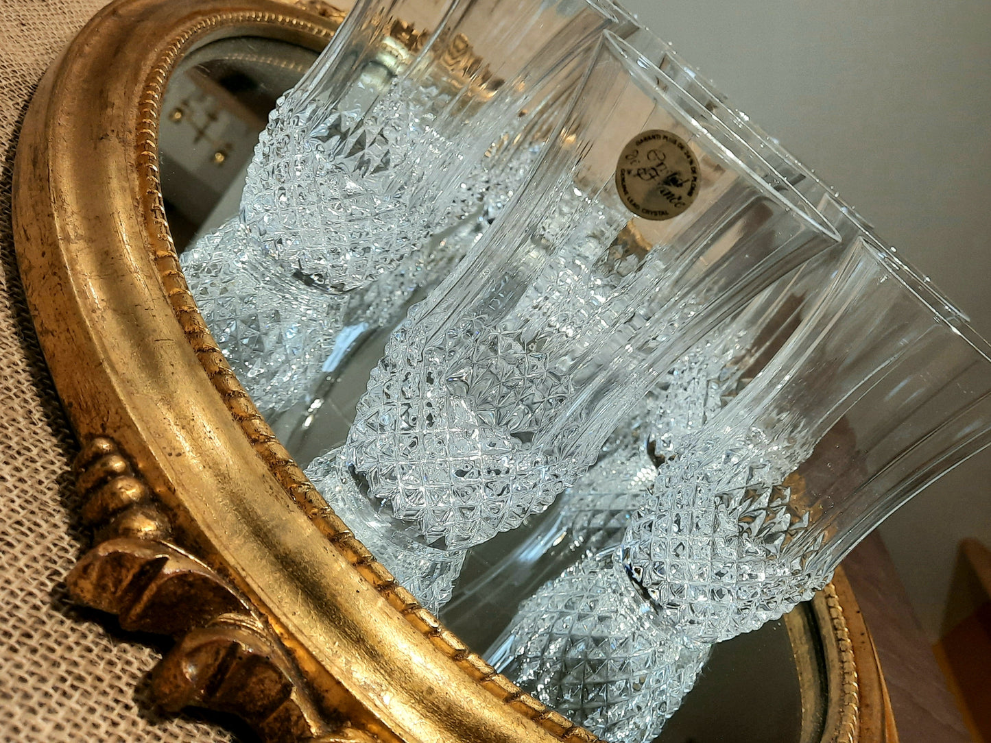 8 copos de coquetel de cristal da França