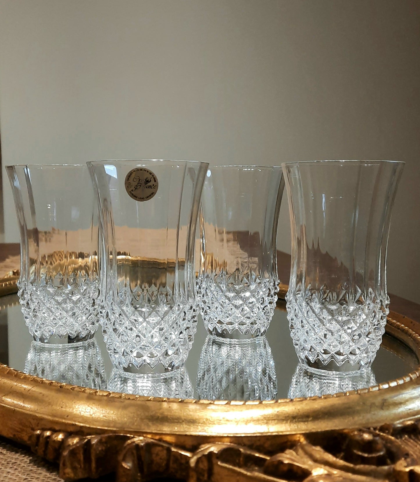 8 copos de coquetel de cristal da França