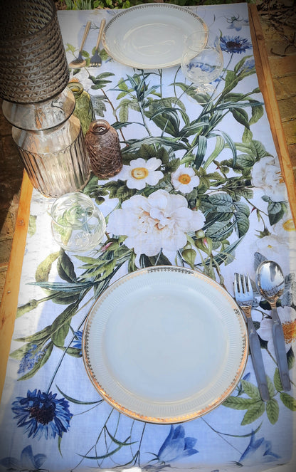 Chemin de table  Lin Fleuri –  Jardin bleu