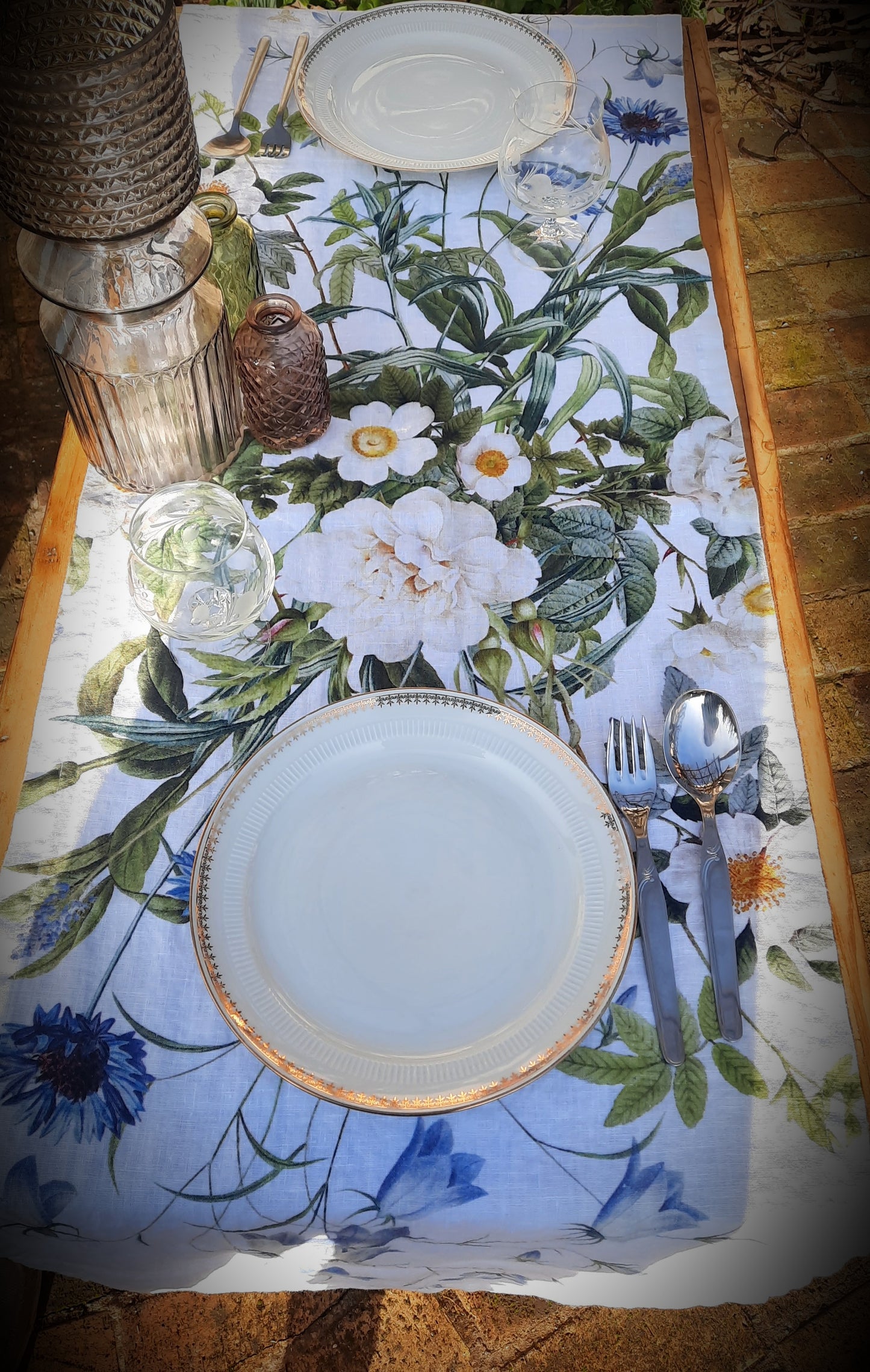 Chemin de table  Lin Fleuri –  Jardin bleu