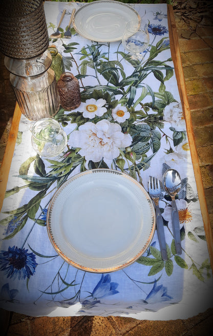 Chemin de table  Lin Fleuri –  Jardin bleu