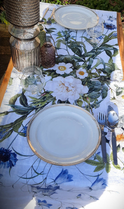 Chemin de table  Lin Fleuri –  Jardin bleu