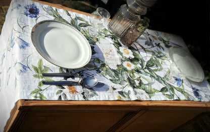 Chemin de table  Lin Fleuri –  Jardin bleu