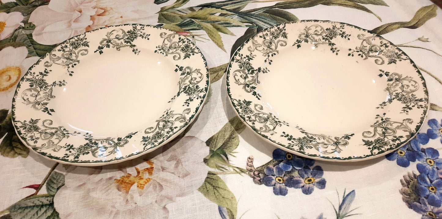 Deux Assiettes Plates Légèrement Creusées – Manufacture E. Bourgeois Grand Dépôt