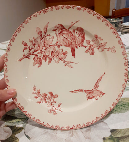 Dois pratos de sobremesa Sarreguemines – modelo “Favorite” – motivo Red Bird