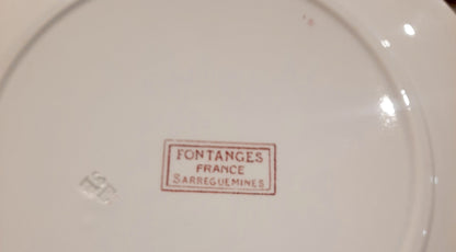 Conjunto de 6 Pratos Rasos – Sarreguemines Fontanges – Decoração Vermelha