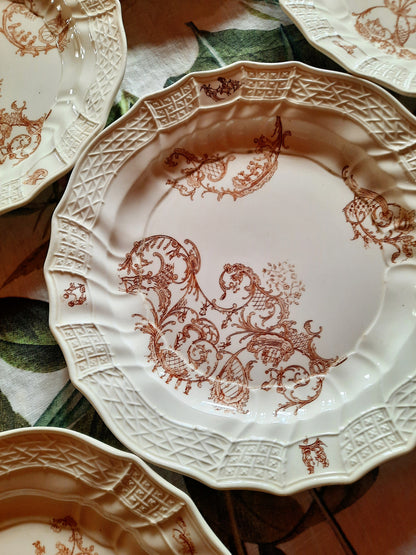 Lot de 6 assiettes plates  – Manufacture Waechtersbach, XIXe siècle