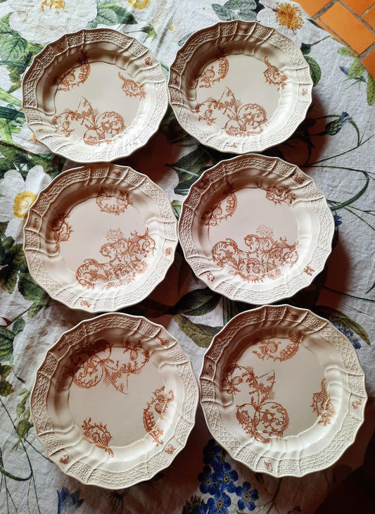 Lot de 6 assiettes plates  – Manufacture Waechtersbach, XIXe siècle