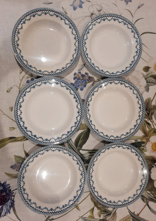 Lot de 6 assiettes creuses Sarreguemines – Modèle "Arras" – 23 cm