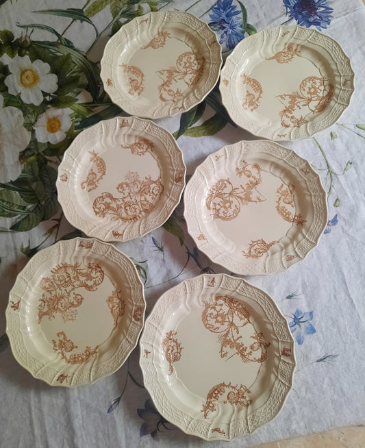 Lot de 6 assiettes plates Manufacture Waechtersbach, XIXe siècle