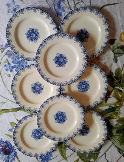 Lot de 8 assiettes à dessert Lunéville K&G Rouen – XIXe siècle