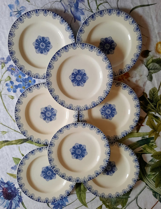 Lot de 8 assiettes à dessert Lunéville K&G Rouen – XIXe siècle