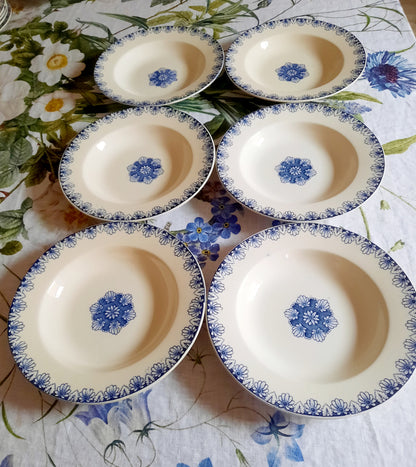 Lot de 6 assiettes creuses Lunéville K&G Rouen – XIXe siècle