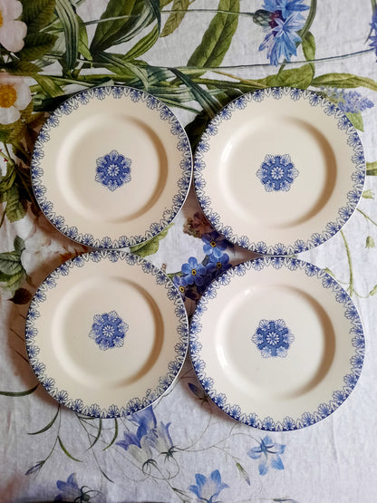 Lot de 4 assiettes plates Lunéville K&G Rouen – XIXe siècle