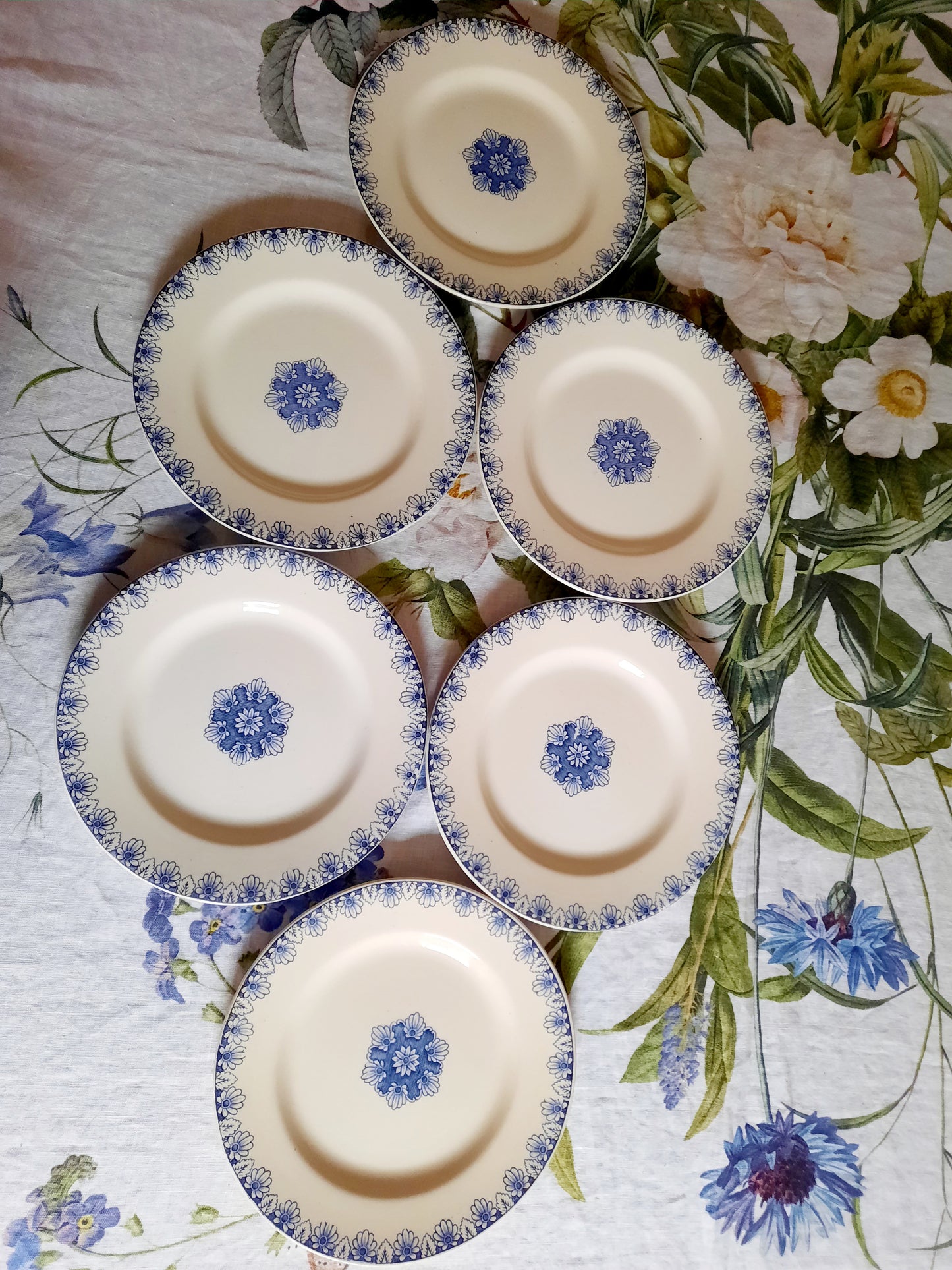 Lot de 6 assiettes plates Lunéville K&G Rouen – XIXe siècle