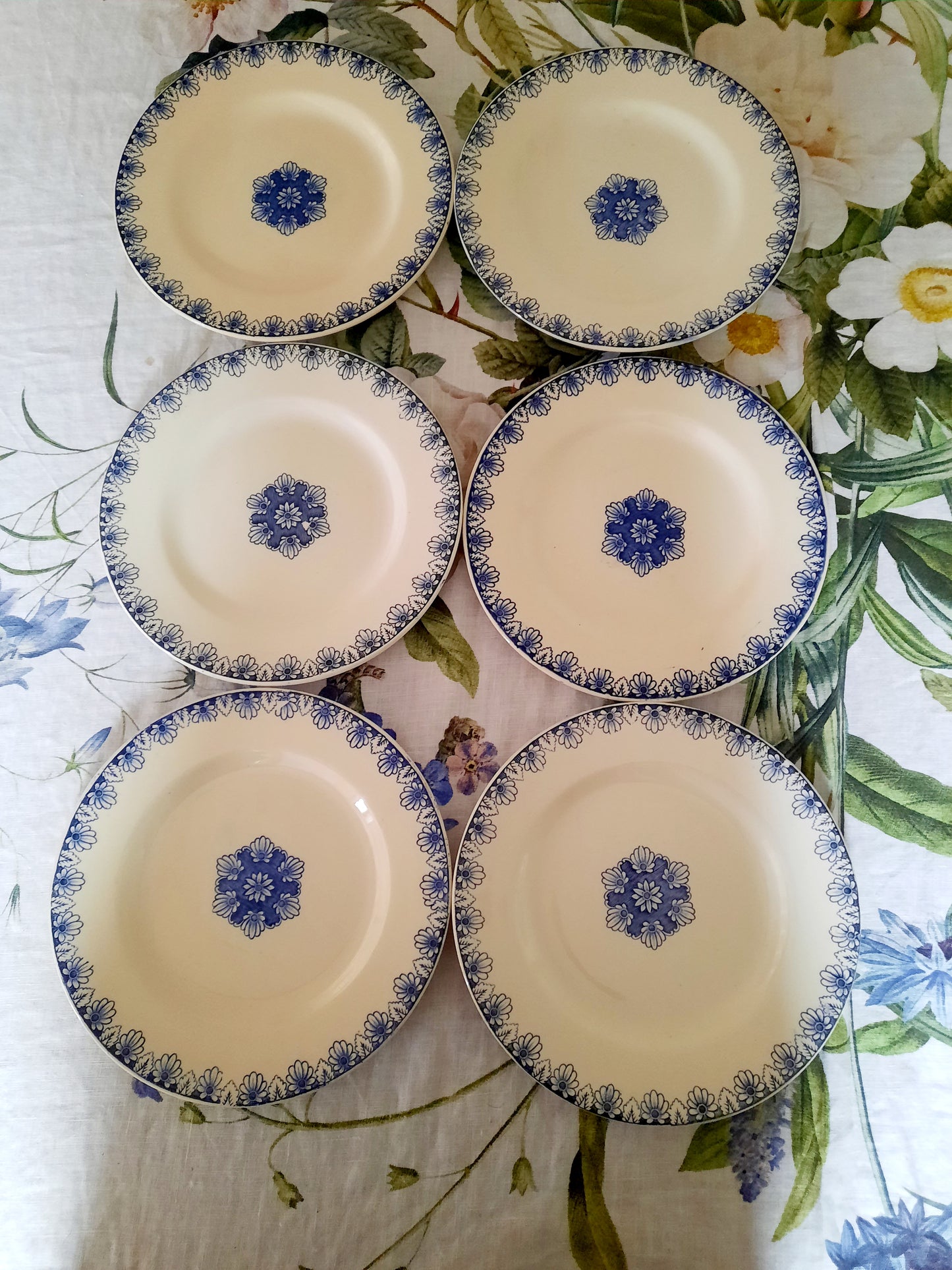 Élégance classique – Lot de 6 assiettes plates Lunéville K&G Rouen – XIXe siècle