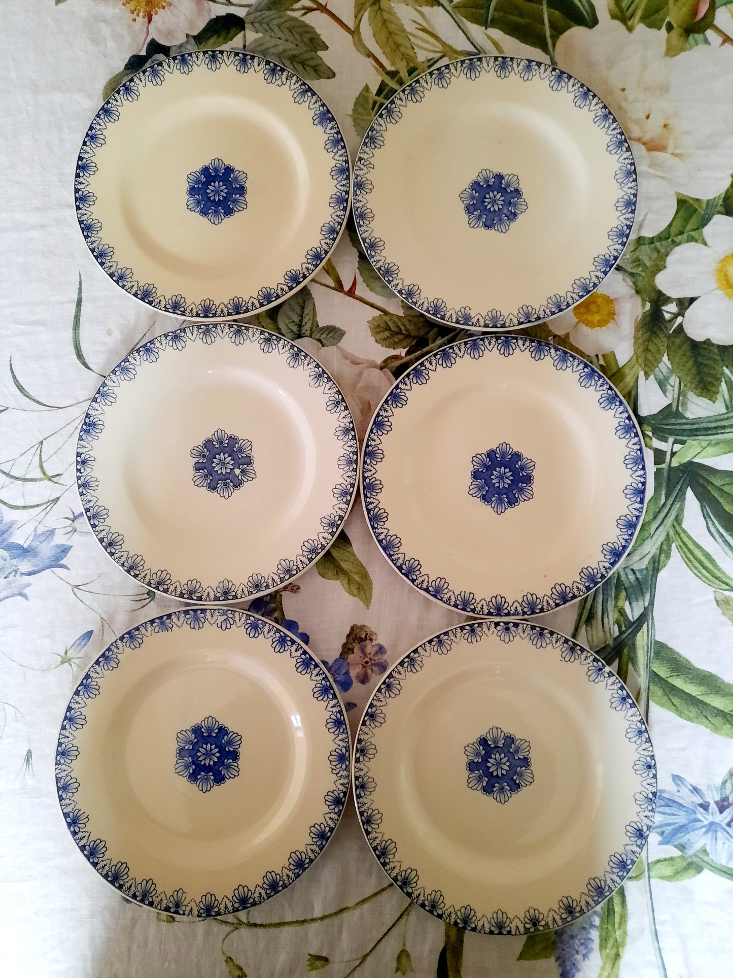 Élégance classique – Lot de 6 assiettes plates Lunéville K&G Rouen – XIXe siècle