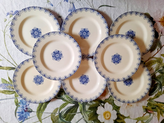Lot de 8 assiettes plates Lunéville K&G Rouen – XIXe siècle