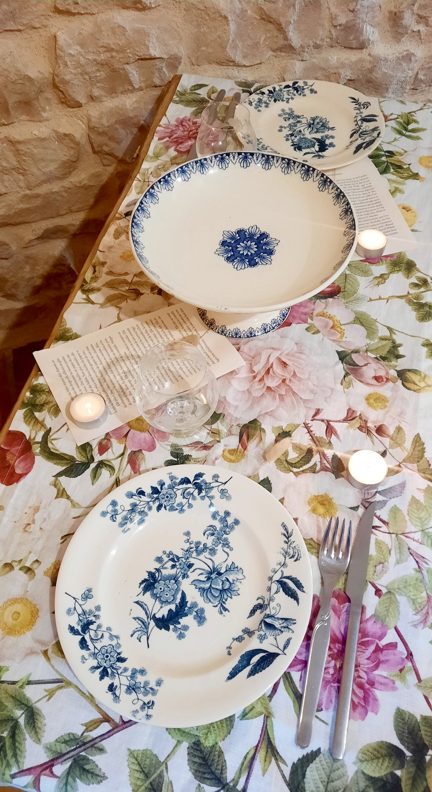 亞麻桌旗 - 粉紅花園