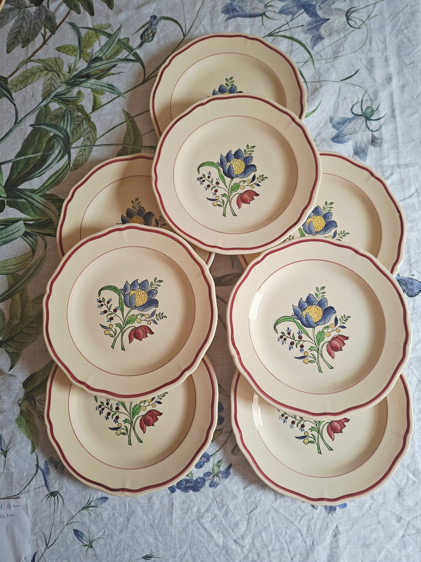 Lot de 8 assiettes plates Gien
