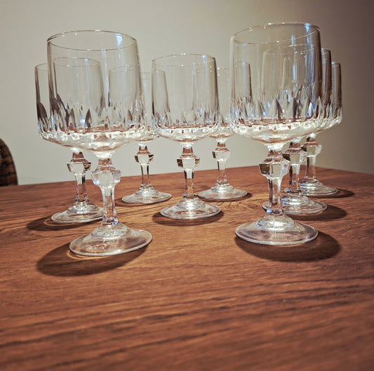 Lot de 8 grands verres à pied Cristal d'arques