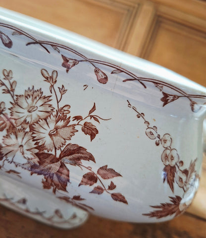 Authentique légumier / soupière en faïence de Sarreguemines, modèle Bertha