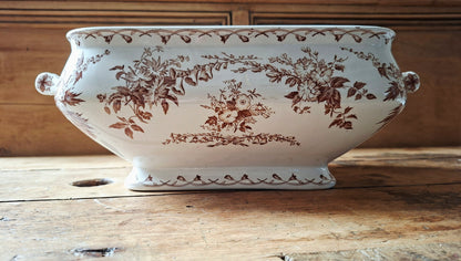 Authentique légumier / soupière en faïence de Sarreguemines, modèle Bertha