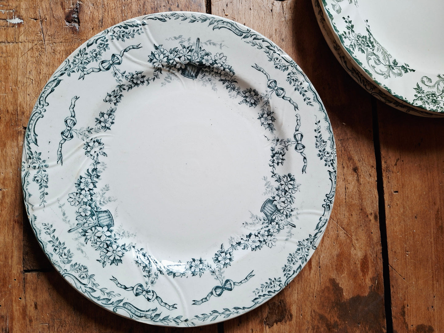 Lot de 4 assiettes anciennes mixtes – E. Bourgeois & Salins modèle Ninon 🌸