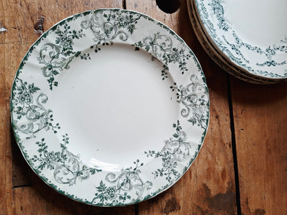 Lot de 4 assiettes anciennes mixtes – E. Bourgeois & Salins modèle Ninon 🌸
