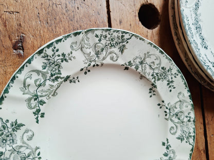Lot de 4 assiettes anciennes mixtes – E. Bourgeois & Salins modèle Ninon 🌸