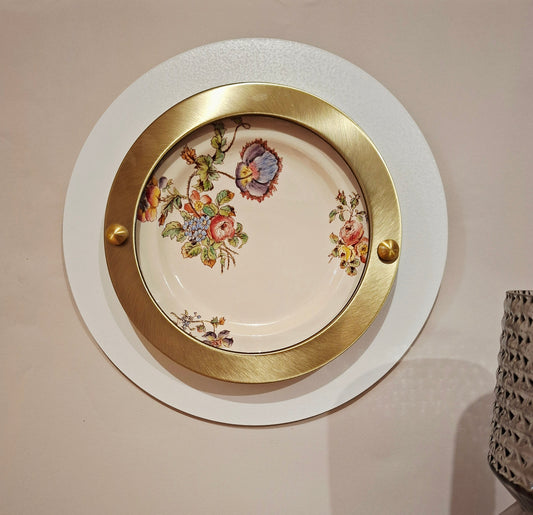 Décoration murale artisanale avec assiette Longchamp "saxe" (2)