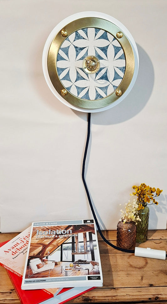 Luminaire Céleste déjà confectionné -Câble Textile Bleu