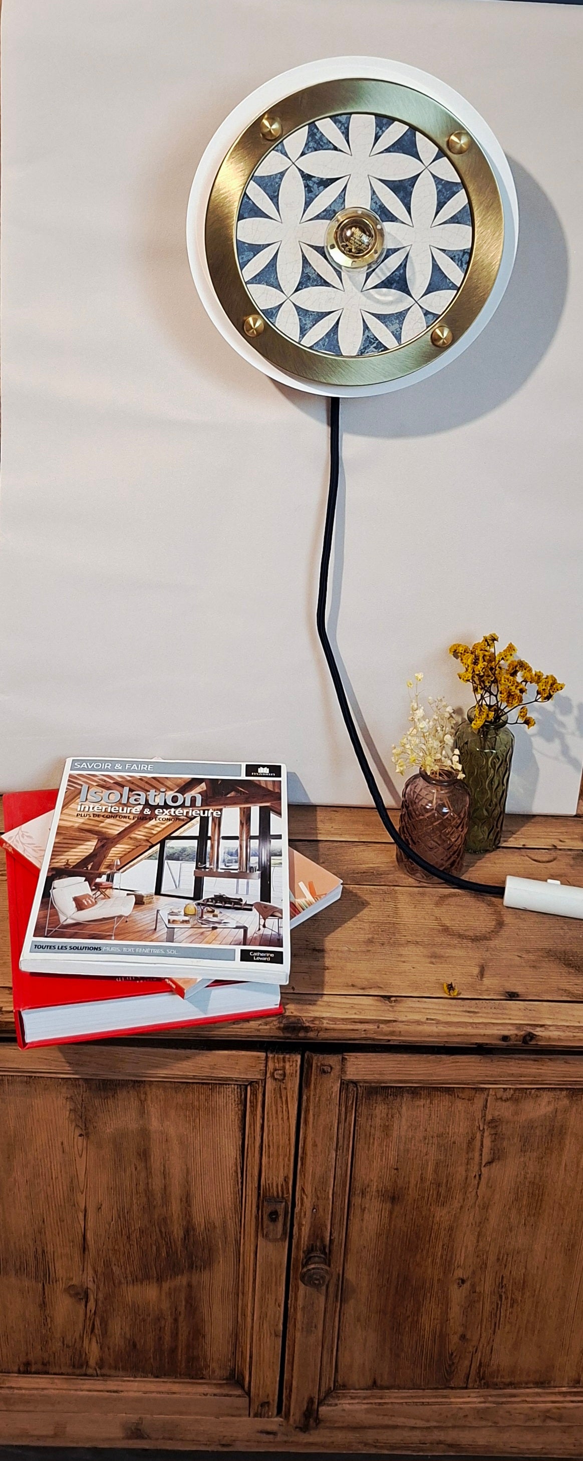 Luminaire Céleste déjà confectionné -Câble Textile Bleu