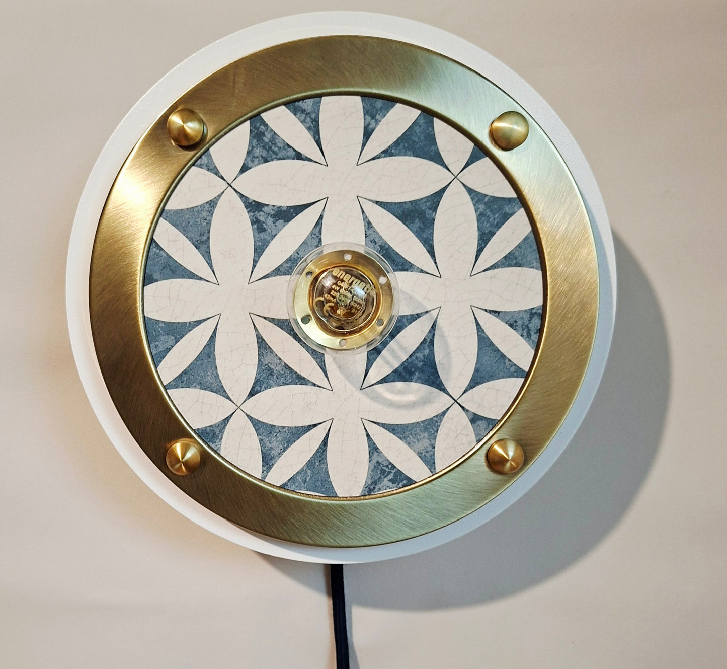 Luminaire Céleste déjà confectionné -Câble Textile Bleu